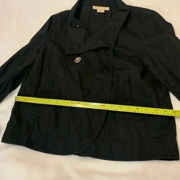 Michael Kors Women's Utility Jacket 6 Button Black Pockets Sleeve Buckle Size L - Picture 12 of 14